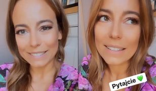 Anna Mucha w rozpiętej bluzce czekała na pytania. Efekt dało się przewidzieć
