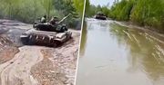 Polskie czołgi nagrane na froncie. Moment przeprawy przez potężne błoto
