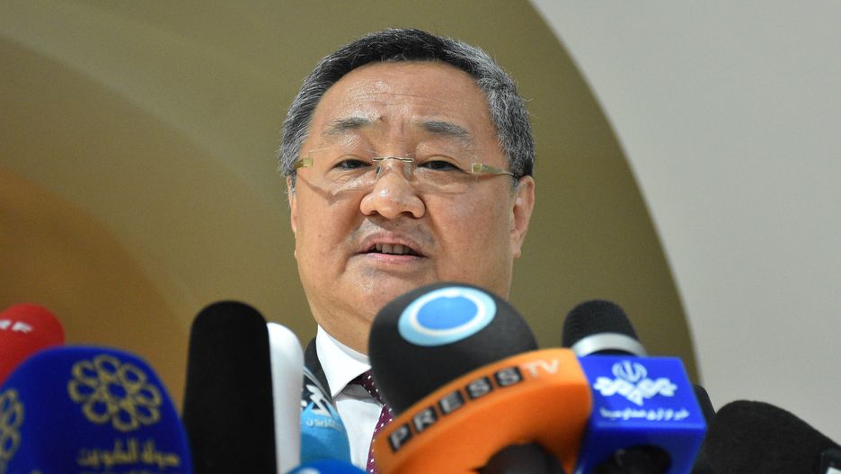 VIENNA, AUSTRIA - JULY 28: Chinese Ambassador for Disarmament Affairs to UN Fu Cong makes a speech after attending Joint Comprehensive Plan of Action (JCPOA) meeting on Iran nuclear program under the presidency of EU director Helga Schmid (not seen) in Vienna, Austria on July 28, 2019. (Photo by Askin Kiyagan/Anadolu Agency via Getty Images)