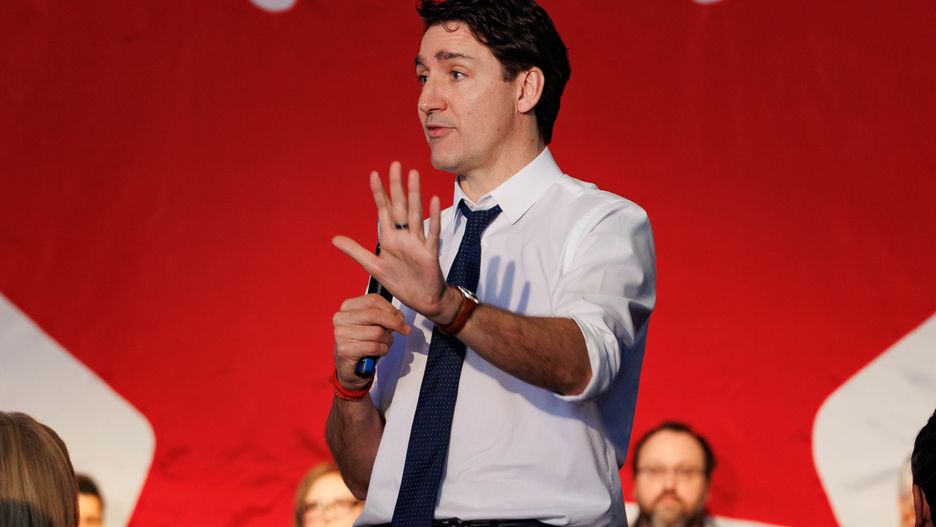Justin Trudeau, Canada's prime minister, speaks during the Canada-US Economic Summit in Toronto, Ontario, Canada, on Friday, Feb. 7, 2025. Trudeau and his ministers are meeting with dozens of business executives and policymakers to discuss how Canada can diversify trade away from the US. Photographer: Cole Burston/Bloomberg via Getty Images