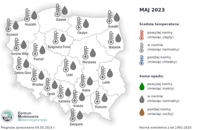 Pogoda na wiosnę i lato w Polsce. Maj w zakresie normy wieloletniej