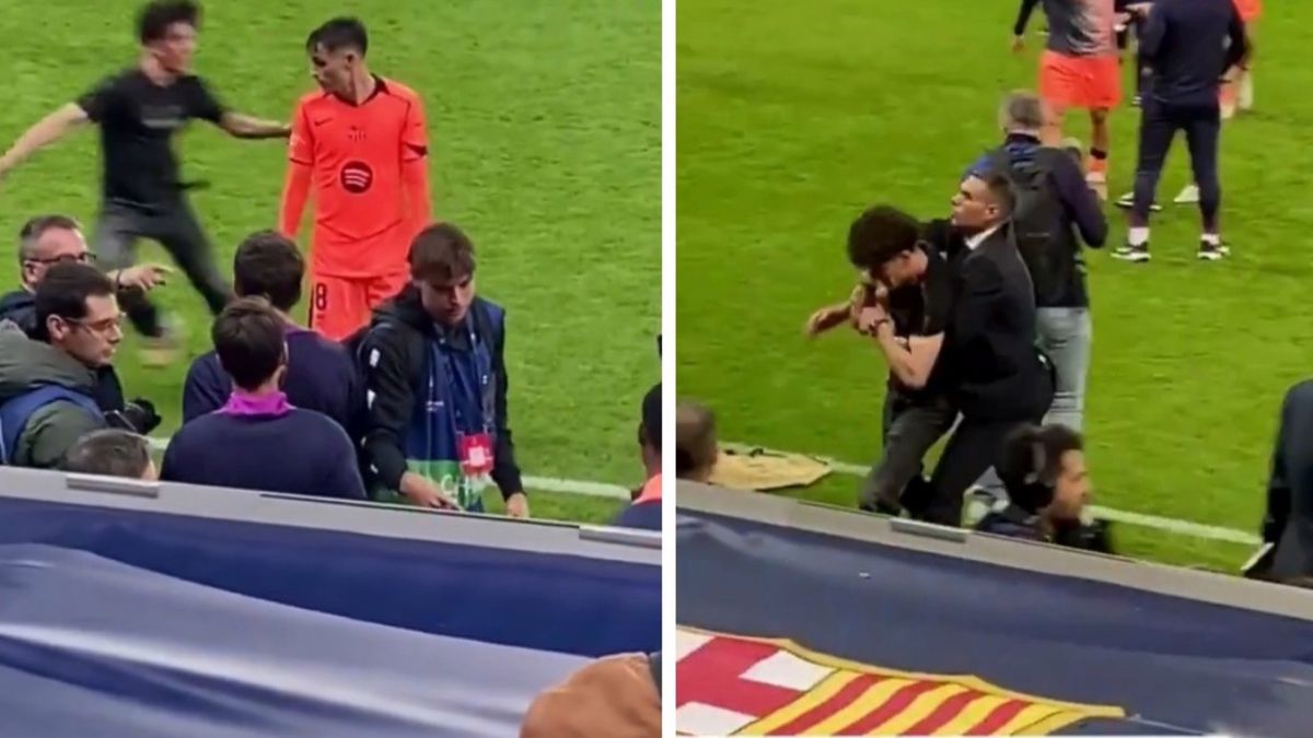 Twitter / The Sun Dream Team / kibic wbiegający na boisko po meczu Newcastle United - FC Barcelona