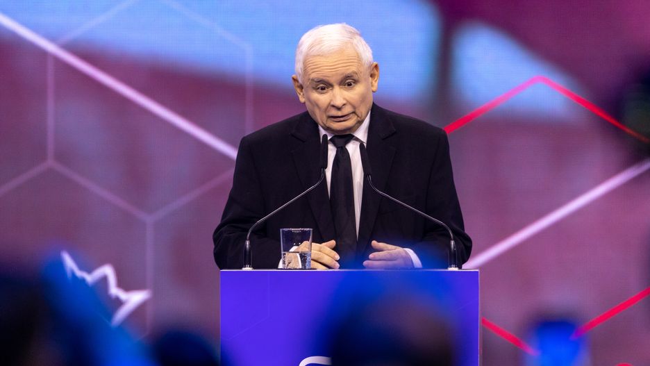 Jaroslaw Kaczynski  leader of ruling party Law and Justice during the second day of the program convention in Warsaw, Poland, on May 14, 2023
NO SALES POLAND (Photo by Andrzej Iwanczuk/NurPhoto via Getty Images)