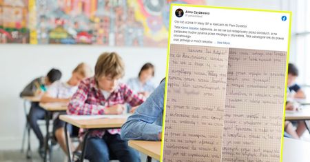 10-latek i list do dyrektorki. Pod zdjęciem listu fala komentarzy