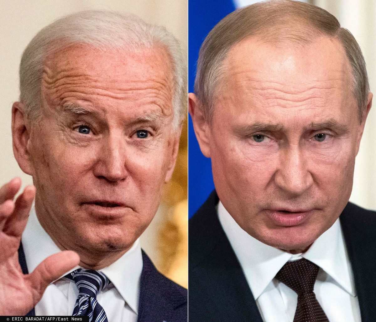 Joe Biden i Władimir Putin (Photo by Eric BARADAT and Pavel Golovkin / various sources / AFP)