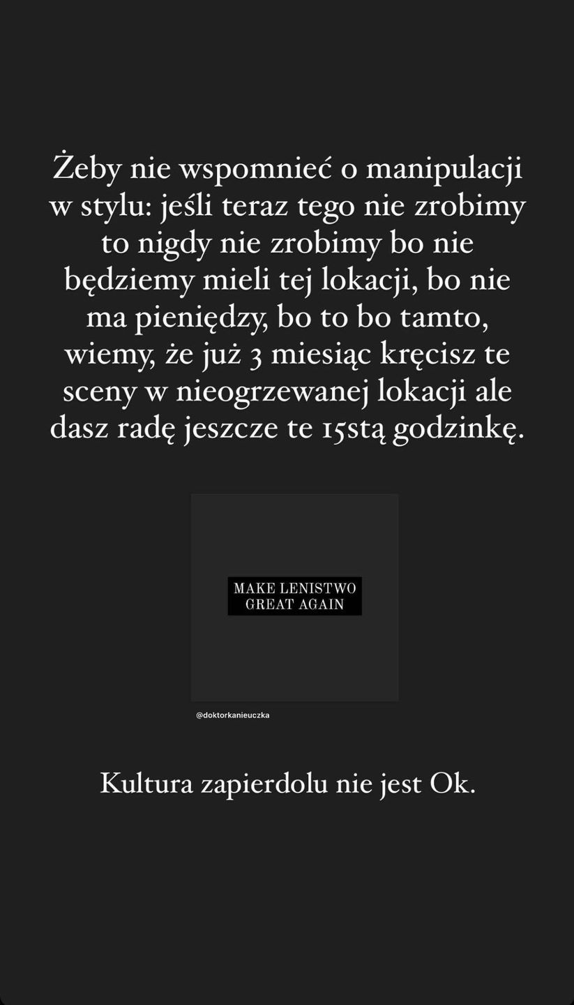 Aleksandra Domańska pomstuje na "kulturę zap*erdolu"