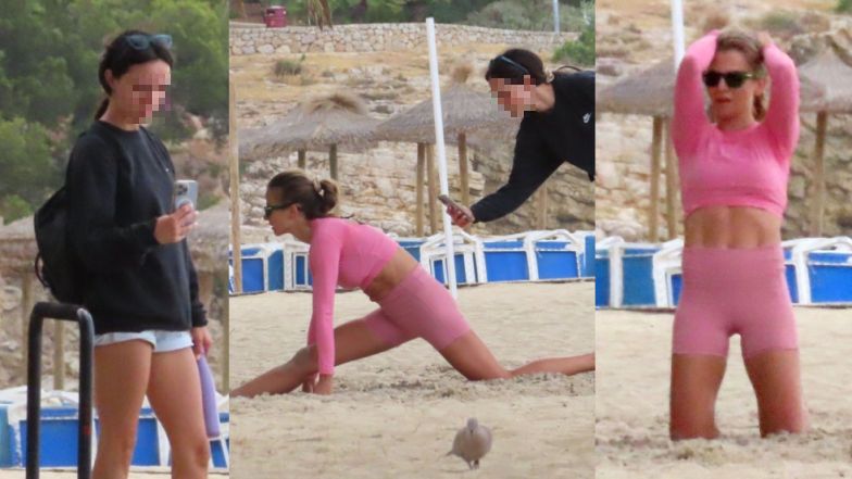 Anna Lewandowska pręży się na piasku Majorki