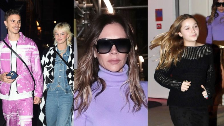 Rodzina Beckhamów na imprezie świątecznej na Dover Street