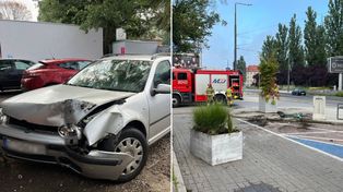 Gorzów: Rozbili volkswagena o betonowe donice. Porzucili auto i uciekli pieszo