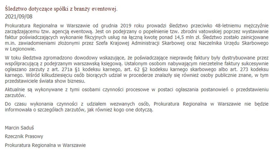 Oświadczenie prokuratury 