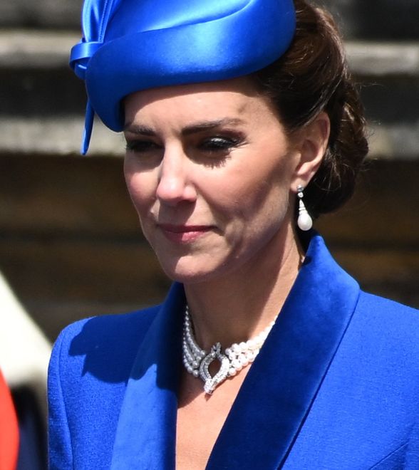 National Service of Thanksgiving and Dedication To The Coronation Of King Charles III And Queen CamillaEDINBURGH, SCOTLAND - JULY 05: Catherine, Princess of Wales, known as the Duchess of Rothesay while in Scotland, leaves the Palace of Holyroodhouse to attend the National Service of Thanksgiving and Dedication to the coronation of King Charles III and Queen Camilla at St Giles' Cathedral on July 5, 2023 in Edinburgh, Scotland. During the service of thanksgiving and dedication for the Coronation of King Charles III and Queen Camilla, the Honours of Scotland (the Scottish crown jewels) are presented to the new King. The service is based on a similar service held at St Giles' 70 years ago to mark the coronation of Queen Elizabeth II but unlike the 1953 service, the Stone of Destiny, on which ancient Scottish kings were crowned, will be present in the cathedral. (Photo by John Linton - Pool/Getty Images)Pool