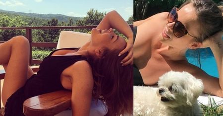 Edyta Herbuś z psem opala się w Toskanii (ZDJĘCIA)
