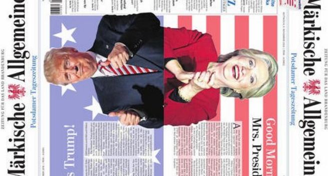 „Märkische Allgemeine Zeitung” z okładką o zwycięstwie i Trumpa, i Clinton