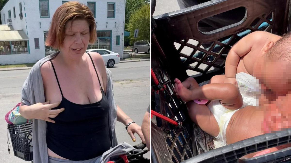 Jechała rowerem z bliźniakami w skrzynce na mleko