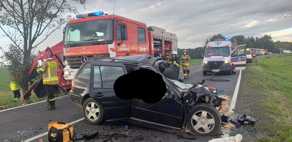 Gniechowice. Nie żyje kierowca. Tragiczny wypadek na drodze z Wrocławia do Świdnicy