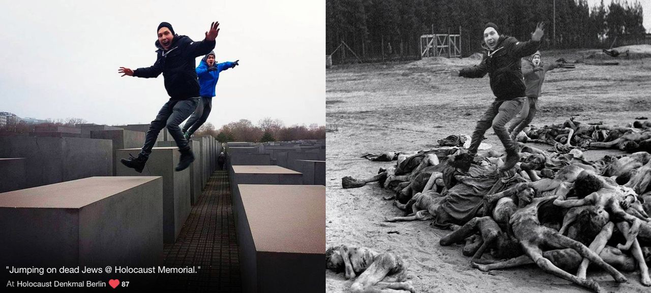 Yolocaust to selfie na szczątkach ofiar holocaustu. Mocna seria zdjęć obnażająca brak szacunku dla ludzkiej tragedii