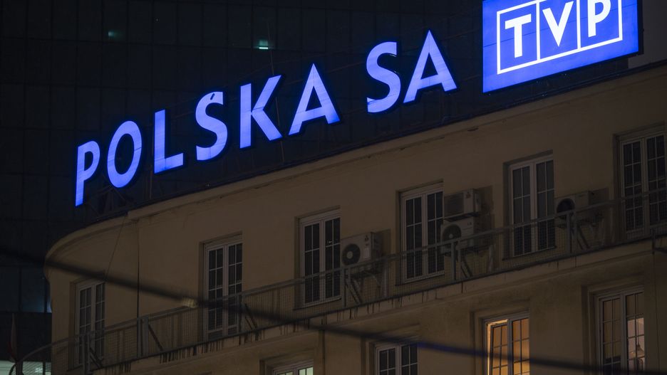 The offices of the public broadcaster TVP Info are seen in central Warsaw, Poland on 22 December, 2023. (Photo by Jaap Arriens/NurPhoto via Getty Images)