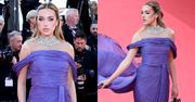 Wytworna Caroline Derpienski zarzuca fioletową suknią na Festiwalu Filmowym w Cannes