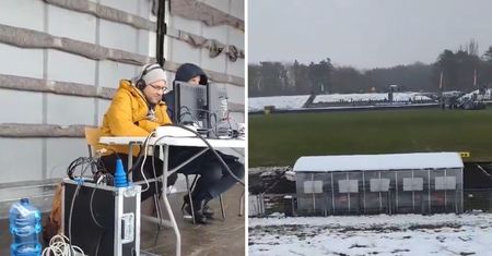 Niecodzienny widok. Pokazali "studio" na meczu Pucharu Polski