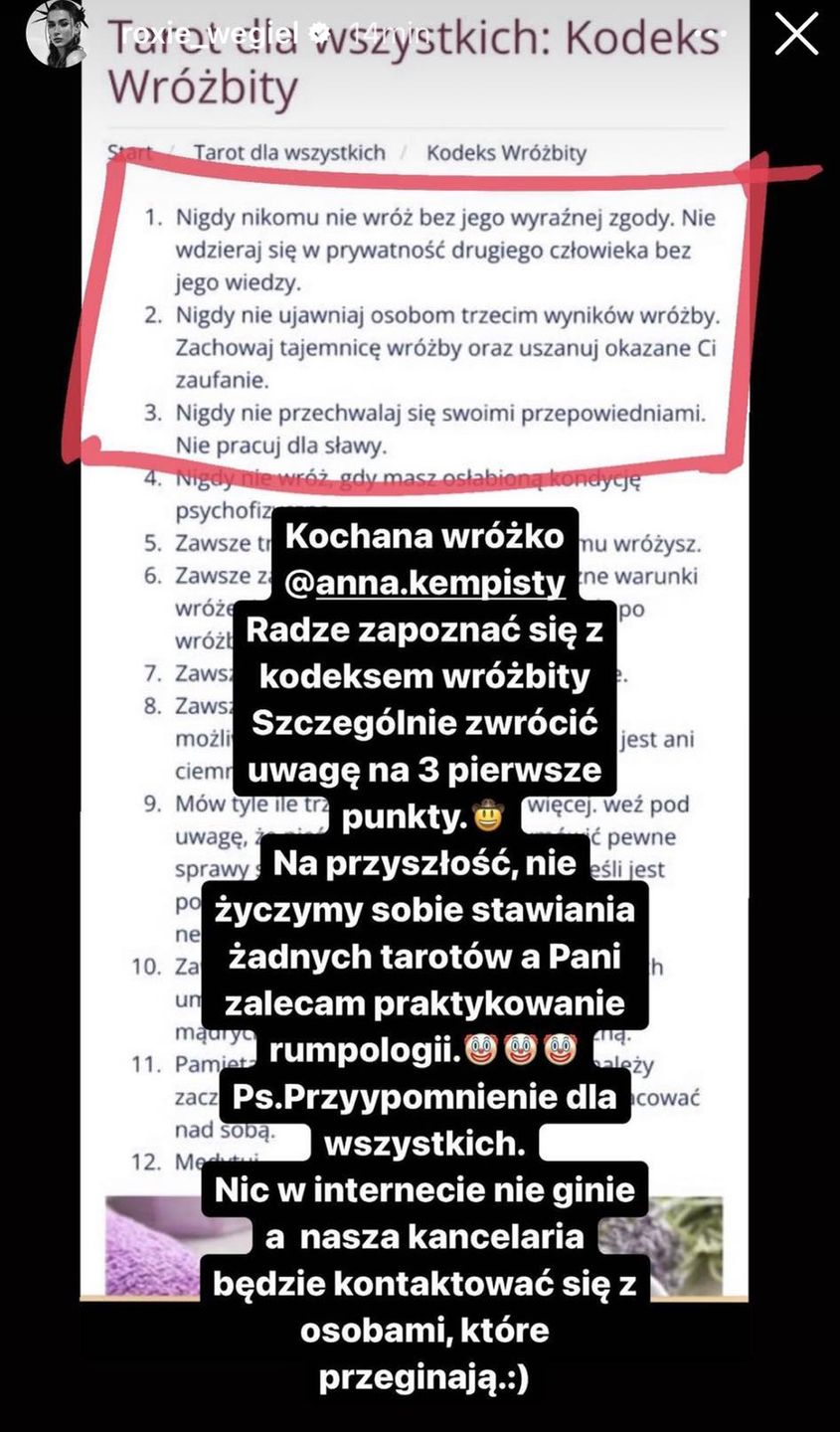 Roksana Węgiel pozwie wróżkę?