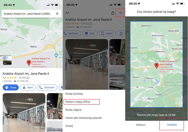Pobieranie map i nawigacja offline na urządzeniach z system iOS