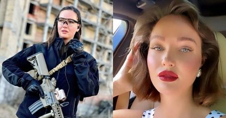 Była Miss Ukrainy pozuje z bronią na ulicach Kijowa (FOTO)