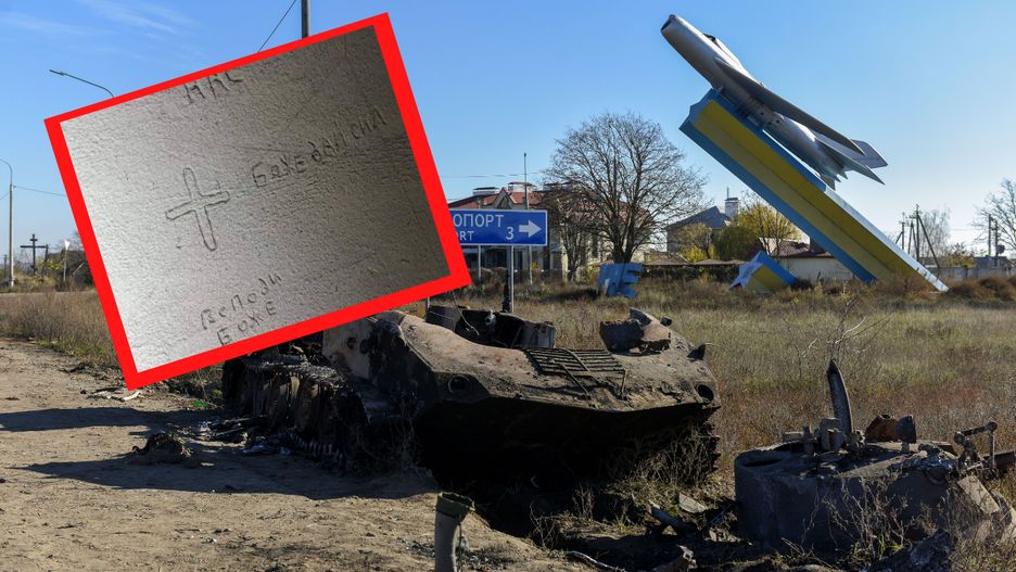 Napisy zostały wyryte w jednej z cel dla cywilów w Chersoniu.