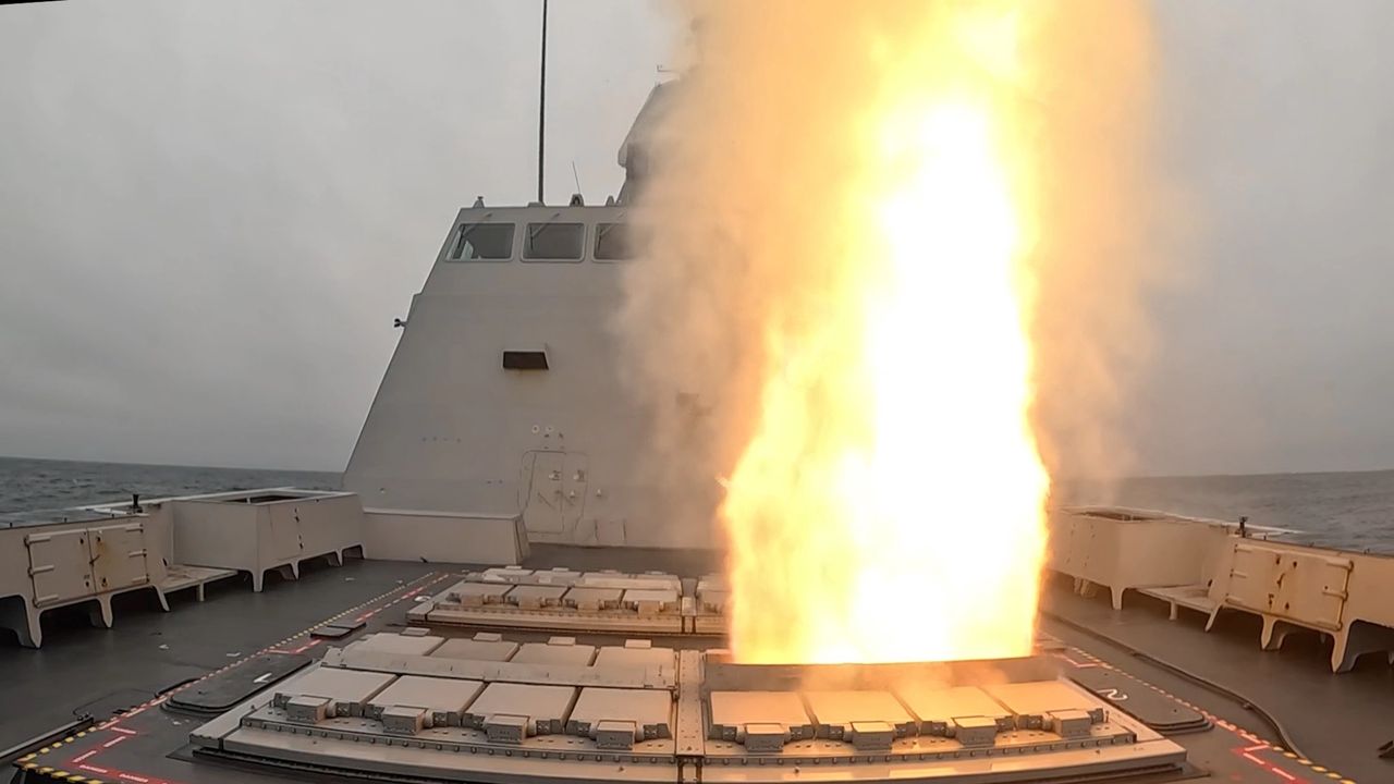 Launching of the Aster missile from a FREMM type frigate