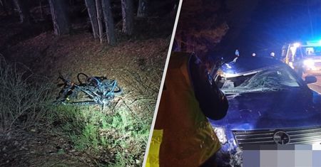 Tragedia pod Lubinem. Potrącono dwóch rowerzystów, ojciec nie żyje, syn w szpitalu