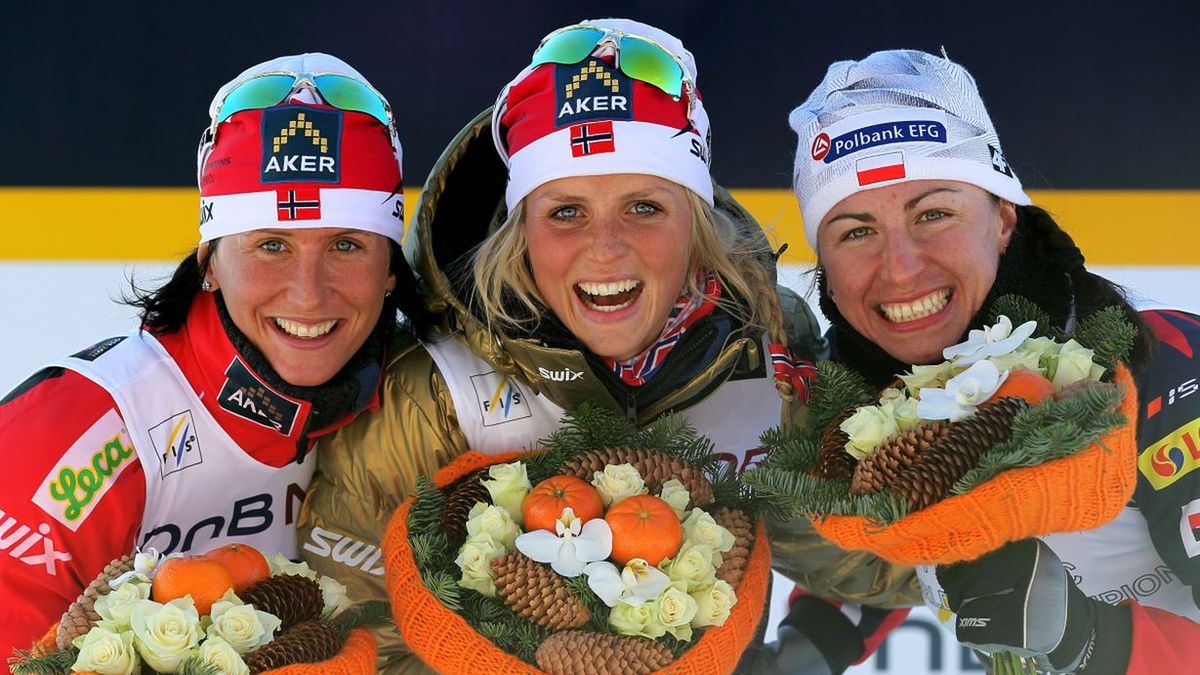 Getty Images / Christof Koepsel/Bongarts / Od lewej: Marit Bjoergen, Therese Johaug i Justyna Kowalczyk