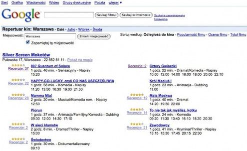 Sprawdź repertuar kinowy dzięki Google Movies 1