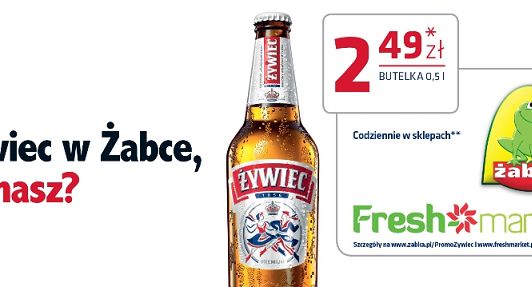 Żabka i Freshmarket reklamują piwo Żywiec