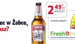Żabka i Freshmarket reklamują piwo Żywiec
