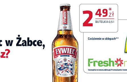 Żabka i Freshmarket reklamują piwo Żywiec