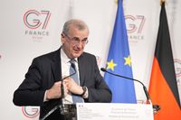 Francois Villeroy de Galhau, governor of the Bank of France, during a news conference in Paris, France, on Tuesday, Feb. 3, 2026. The news conference detailed the financial and digital priorities of the French Presidency in a ahead of the G-7 Summit this June. Photographer: Nathan Laine/Bloomberg via Getty Images