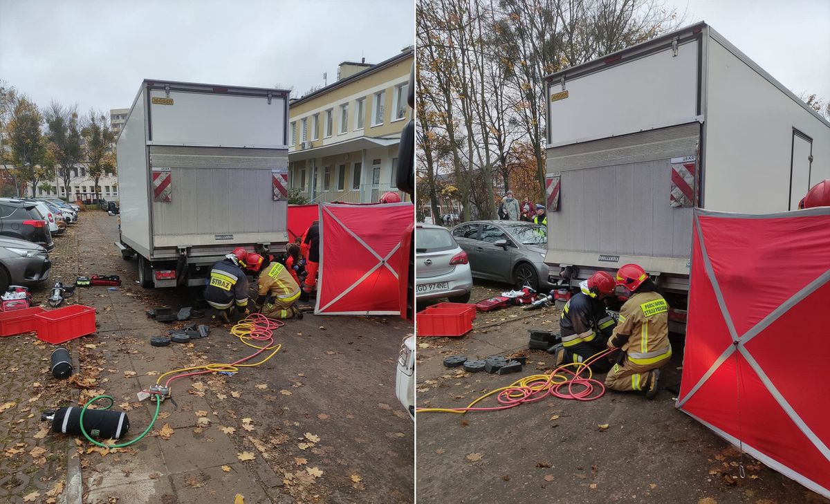 Niebezpieczny wypadek w Gdańsku. Starszy mężczyzna przygnieciony przez samochód dostawczy
