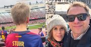 RZADKI WIDOK: Maciej Stuhr zabrał syna na mecz FC Barcelony. 10-letni Tadeusz upodobnił się do taty? (FOTO)