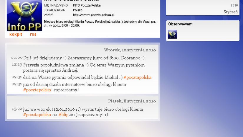 Poczta stworzyła biuro obsługi klienta w Blipie. Sprawdź co załatwisz przez WWW 1