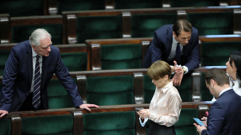 Wybory 2020. Głosowanie w Sejmie. Na zdjęciu Jarosław Gowin i politycy Porozumienia 