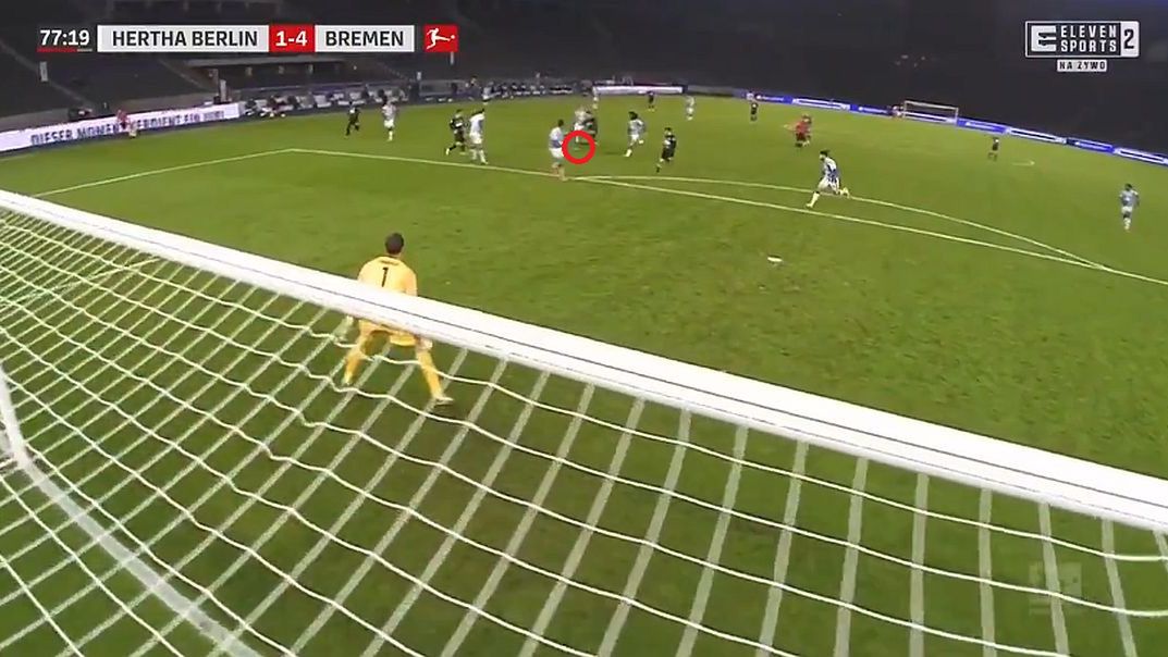 Gol J Sargenta w meczu Hertha - Werder