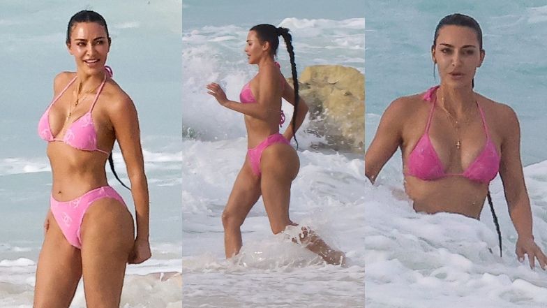 "Naturalna" Kim Kardashian w różowym bikini eksponuje słynne krągłości na wakacjach (ZDJĘCIA)