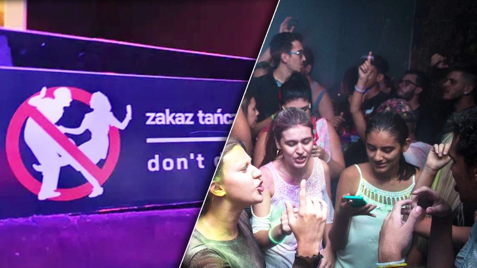 Tabliczka "Zakaz tańczenia" w sopockiej dyskotece