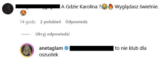 Aneta Glam atakuje Caroline Derpienski