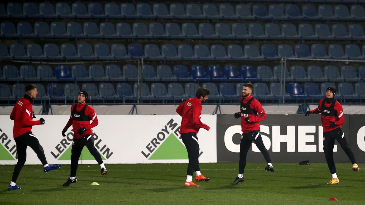 piłkarze reprezentacji Polski podczas treningu, na stadionie Ruchu w Chorzowie