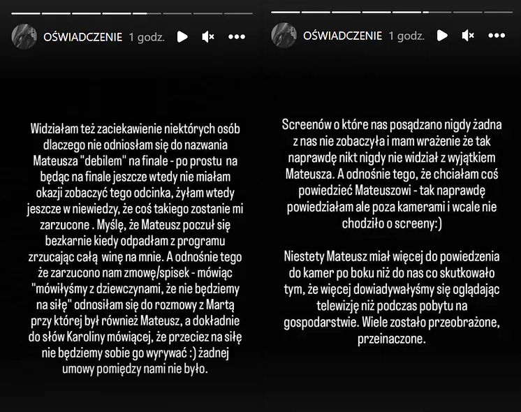 Oświadczenie Zuzy z "Rolnik szuka żony". Zarzuca Mateuszowi kłamstwo