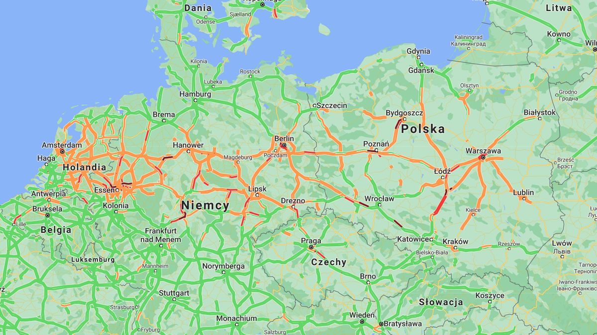 Zakorkowane drogi w Mapach Google