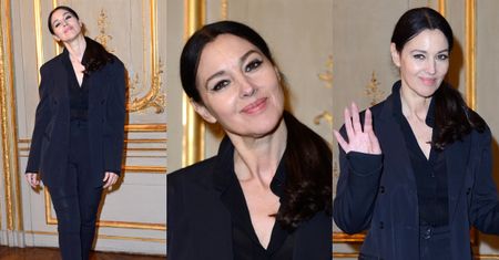 Piękna Monica Bellucci pozuje przy złotych drzwiach na premierze filmu (FOTO)