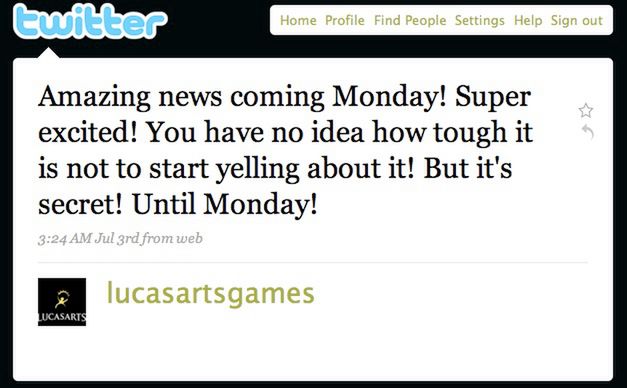 LucasArts ogłasza, że w poniedziałek coś ogłosi