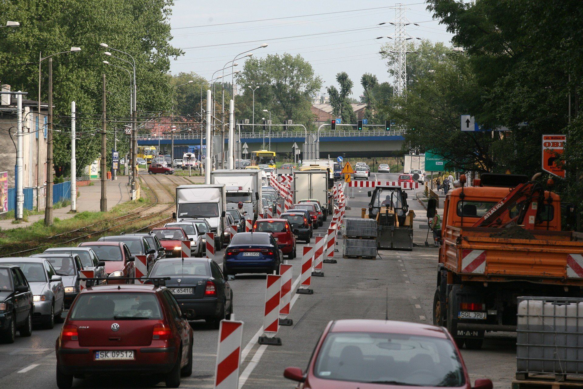 Ulica Chorzowska w czasie przebudowy