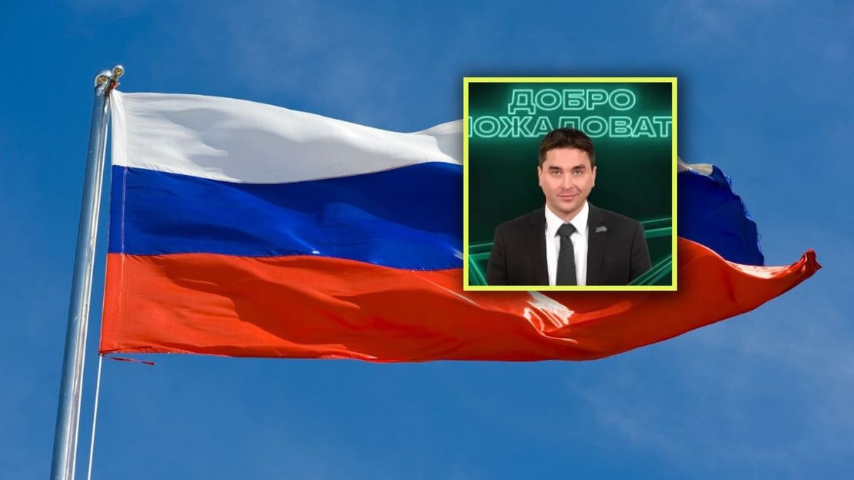 Materiały prasowe / Pixabay / Unison Moskwa / Na zdjęciu: flaga Rosji, na małym zdjęciu: Serhij Witer